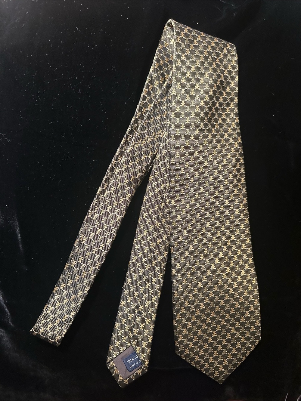 Ralph Lauren Black Tie with Gold Geometric Motif